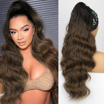 Coada de Par cu snur Ombre Saten Foarte Inchis/ Saten Natural